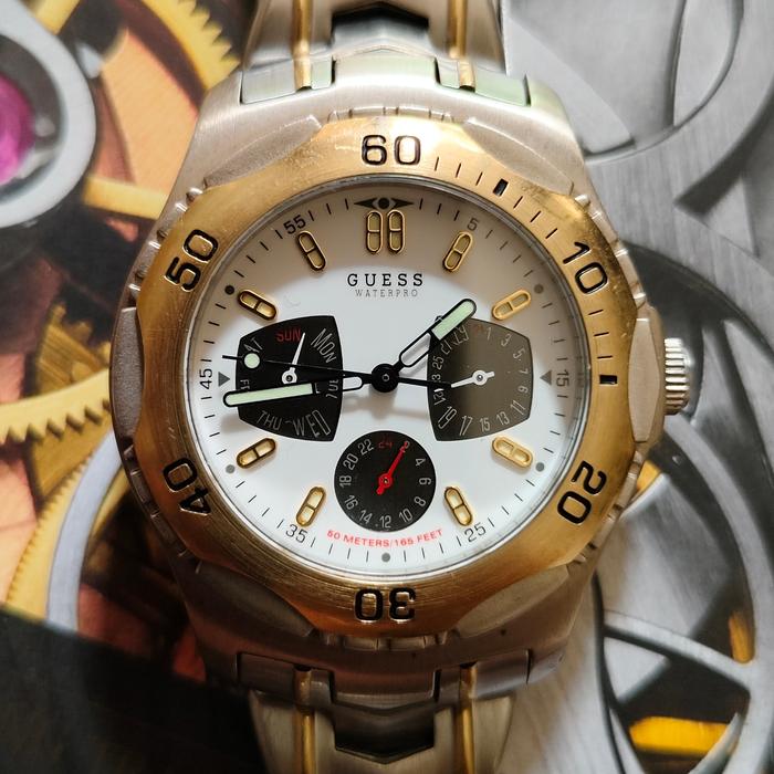 Jam Tangan Pria Guess Waterpro Panda Style Day Date Watch