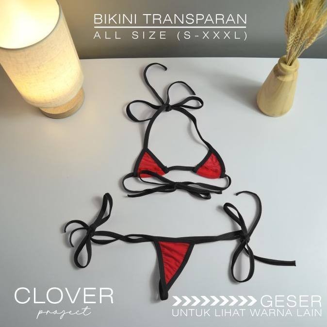 Micro Bikini Transparan Lingerie Transparan Thong G string Bra Set