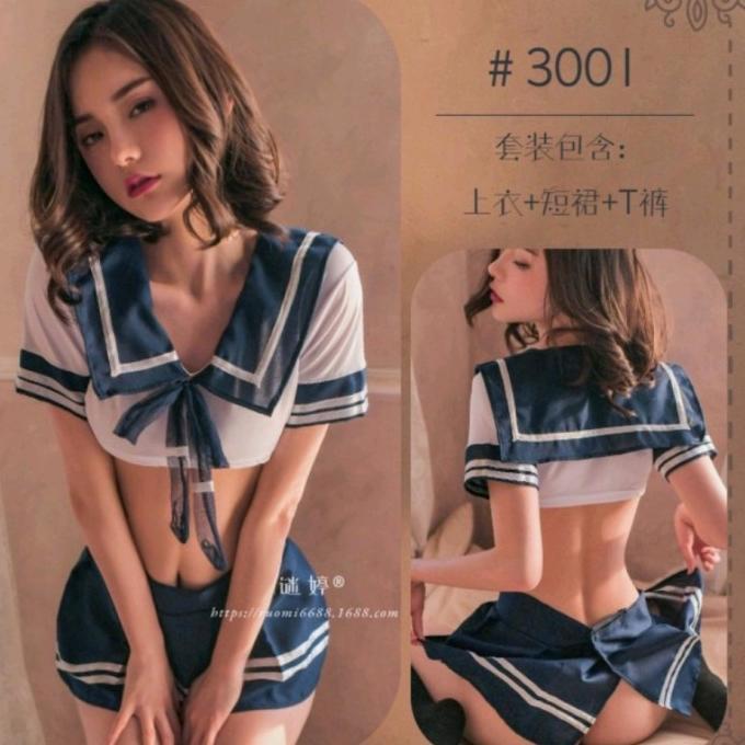 lingerie sexy set cosplay model seragam siswi jepang + rok + gstring