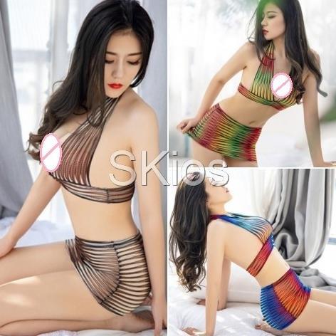 Sexy Lingerie Transparan Mini Skirt Rok Mini Baju Tidur Wanita Set