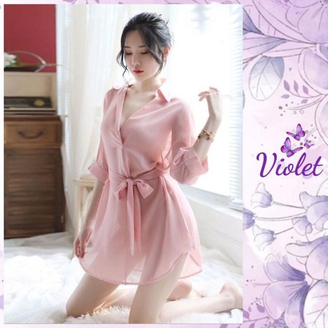 Violet Lingerie Seksi Wanita Bahan Lace Baju Tidur Transparan 1234