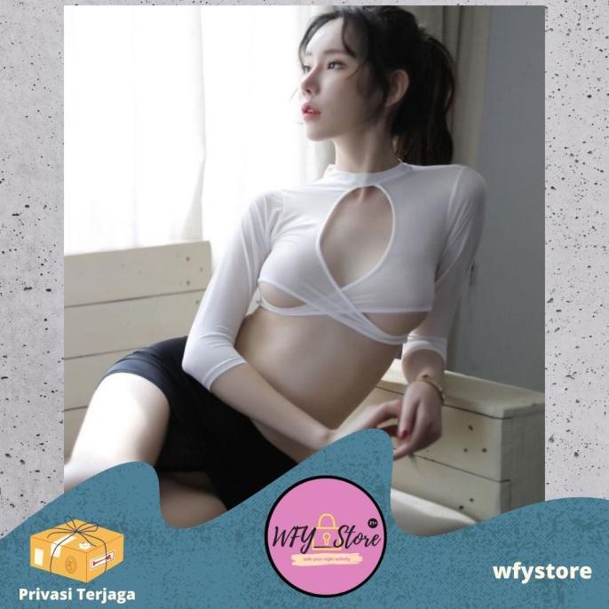 Sexy Lingerie Cosplay Sexy Secretary Set Baju + G String + Rok