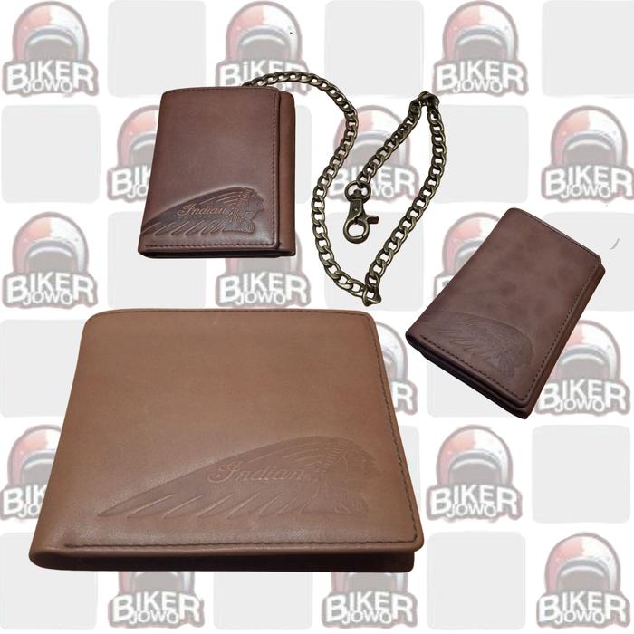 INDIAN BIKERS LEATHER CHAIN WALLET BROWN - DOMPET BIKER MOTOR 1