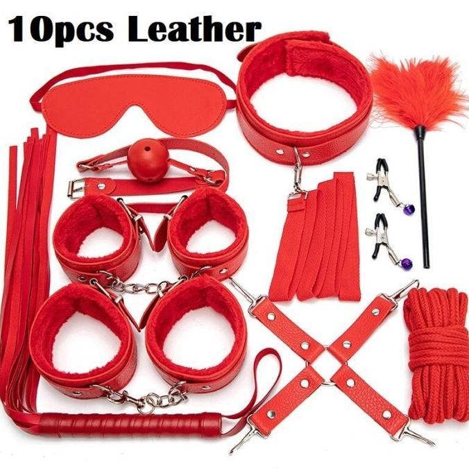 Xintong Borgol Cinta Bulu Lingerie Handcuff Tali Ikat Bondage Set BDSM
