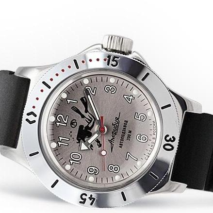 Vostok Amphibian Classic New Mechanical Military Watch Auto Divers 200m Black Rubber Strap Scuba Dud