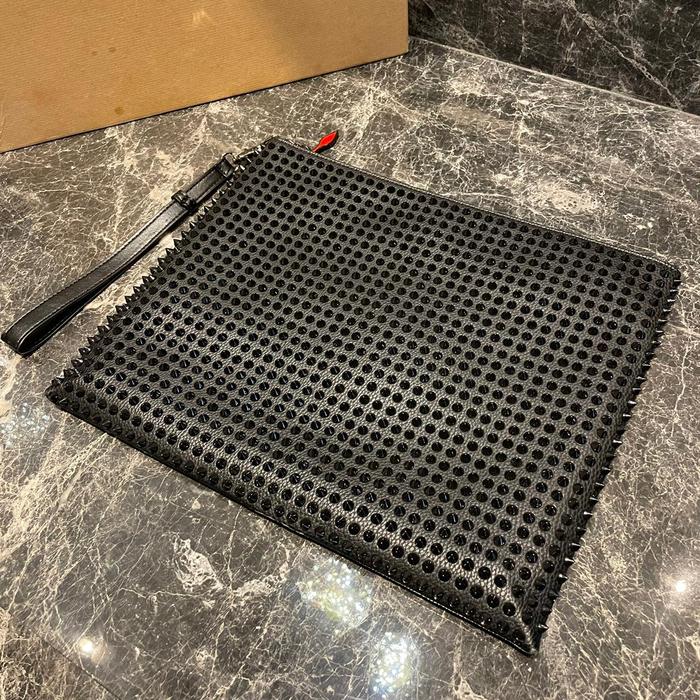 CHRISTIAN LOUBOUTIN STUDDED BLACK STRAP CLUTCH