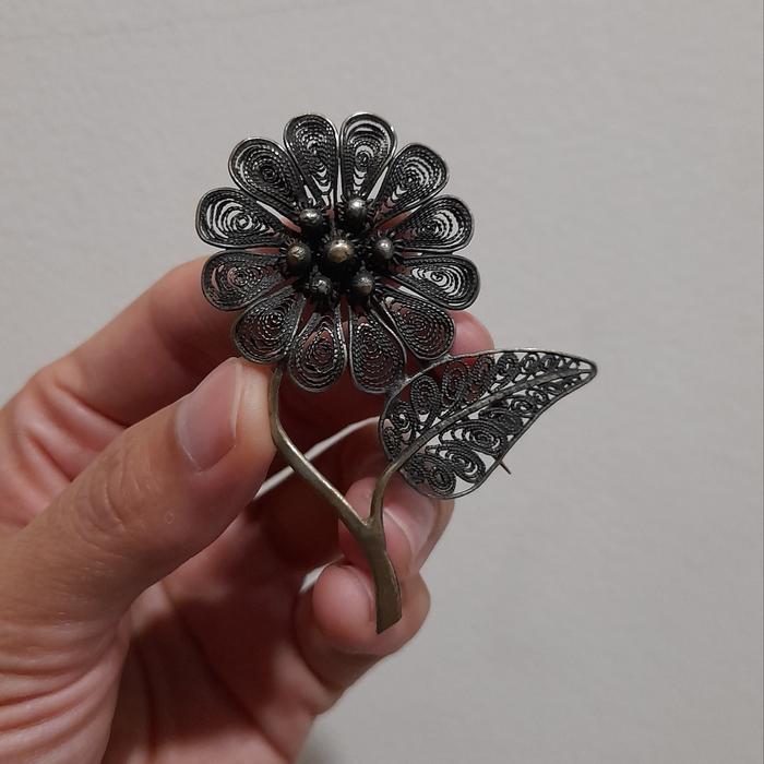 Bros Vintage Bunga Daisy Perak Bakar 900 Barang Unik Antik Lawas Kuno Jadul Limited