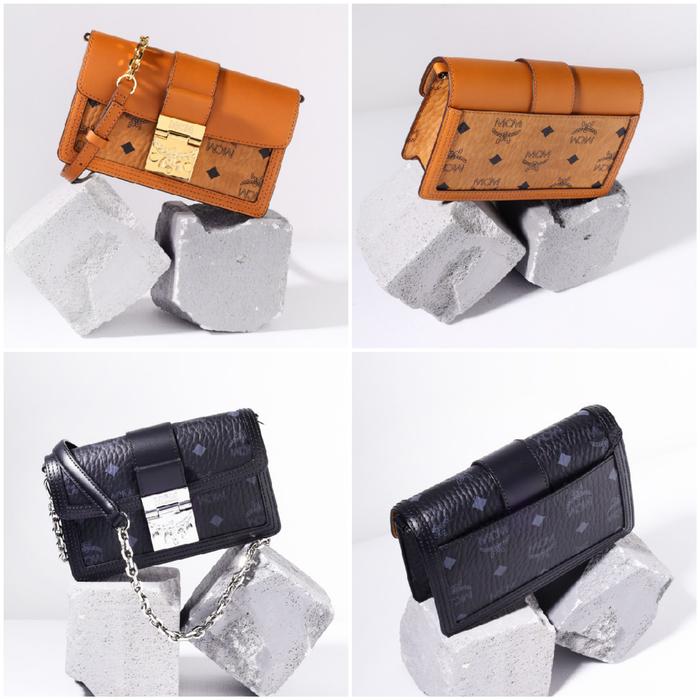 MCM Mini Tracy Chain Crossbody Bag WOC Visetos Leather in 2 colors