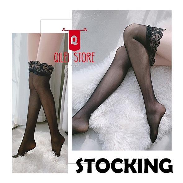 Borong Ing Polos Sexy Wanita Sepaha Model Lace Kaos Kaki Transparan 1023