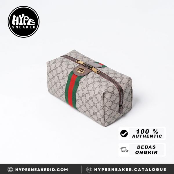 Tas GUCCI OPHIDIA GG MONOGRAM BEIGE POUCH 100% ORIGINAL