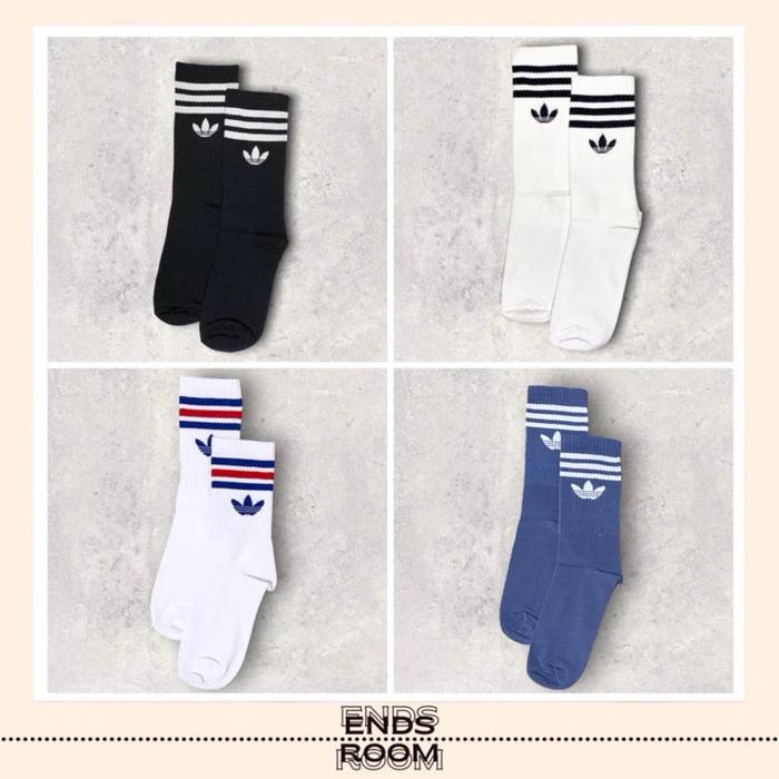 KAOS KAKI MOTIF ADIDAS HITAM PUTIH