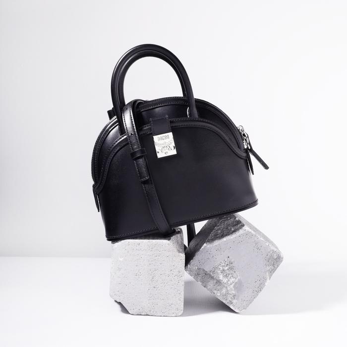 MCM Small Tracy Tote Bag in Black Leather