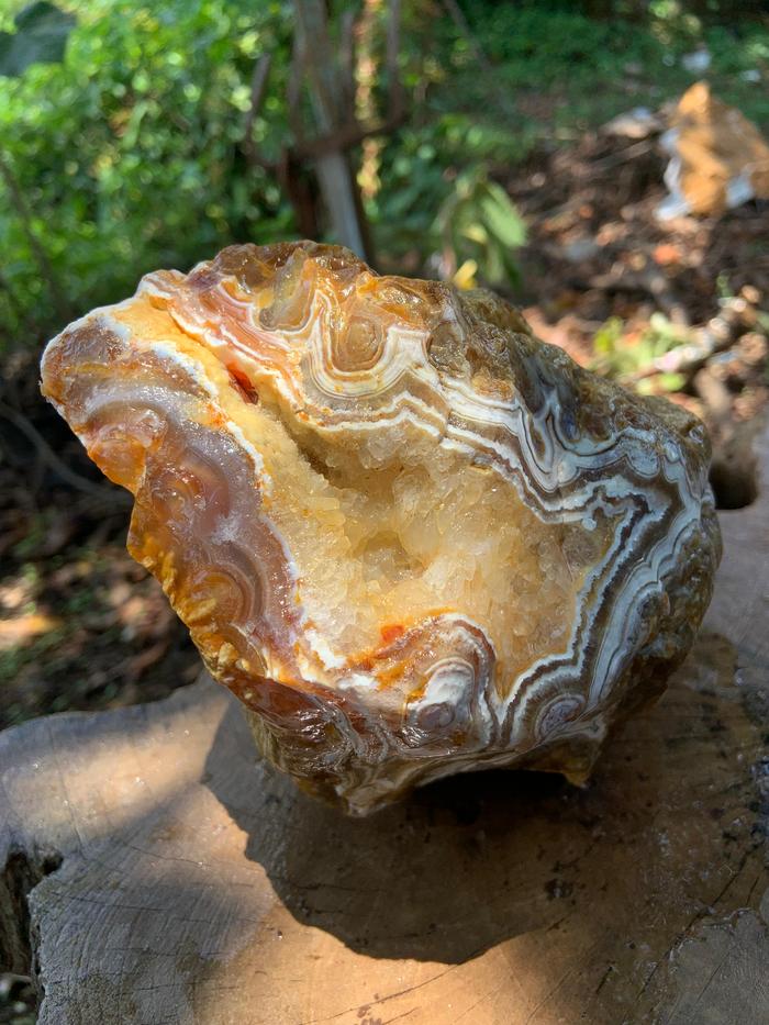 Natural Banded Druzy Chalcedony Rough Rock Agate Raw Stone Bahan Batu Akik Alam Mulia Sule Suleman K