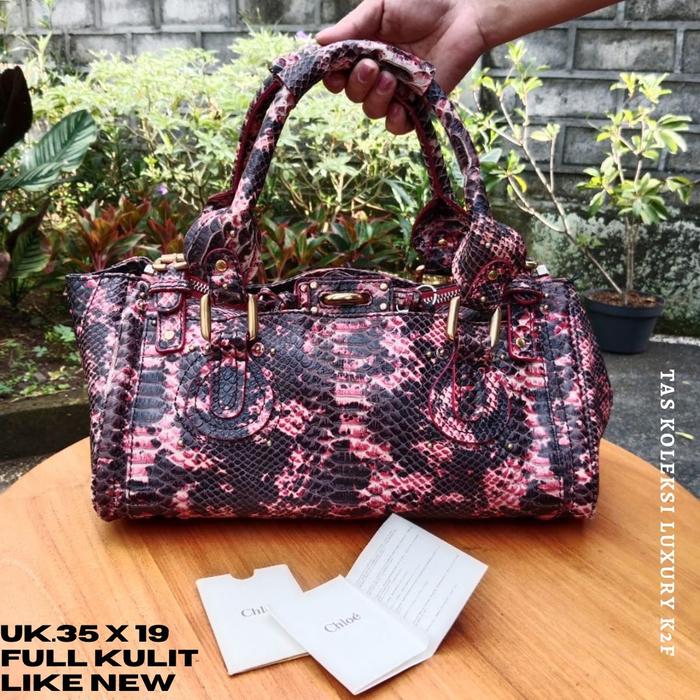 TAS wanita preloved branded Chlo*, snake skin limited edition masih ada card