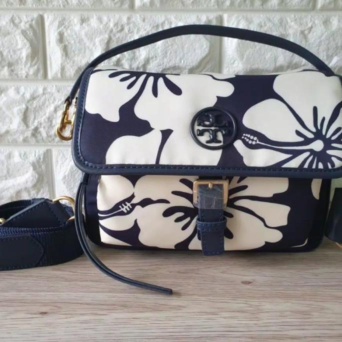BAG'S OFFICIAL Tas Wanita Branded Tory Burch Tb Perry Flower Blue