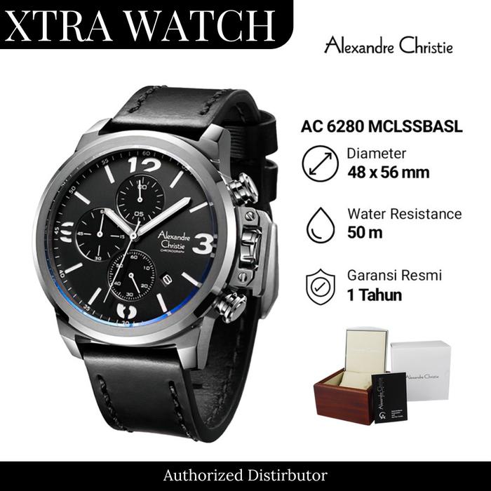 Jam Tangan Pria AC Alexandre Christie 6280 Original Chronograph - Black Silver
