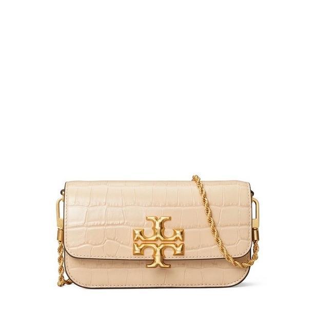 BAG'S OFFICIAL Tas wanita Tory Burch Eleanor Crocodile Embossed Beige Phone Crossbody Bag