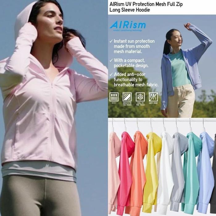 Uniqlo Airism Uv Protection Mesh Zip Jacket Hoodie Unisex