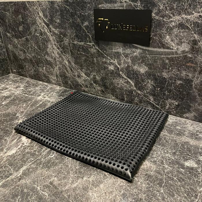 CHRISTIAN LOUBOUTIN STUDDED BLACK LAPTOP CLUTCH