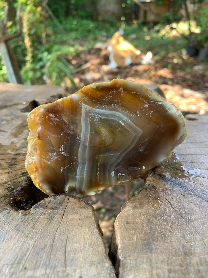 Natural Banded Carnelian Chalcedony Crystal Yellow Brown Stone Rough Rock Raw Agate Bahan Batu Akik 