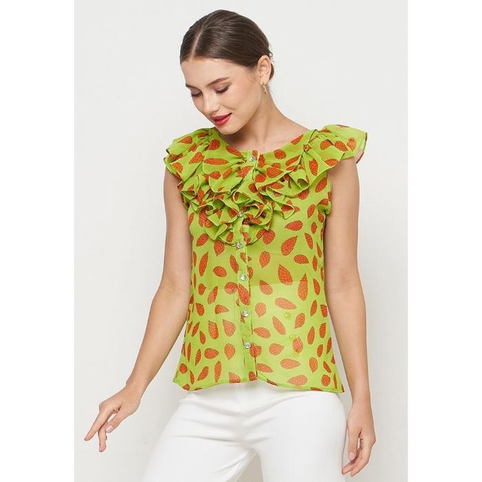 Double Happiness Blouse Ruffle Wanita