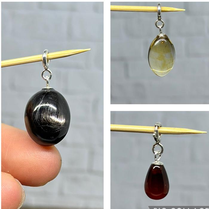 Spacer kait gelang crystal batu hyperstene citrine garnet S925 silver