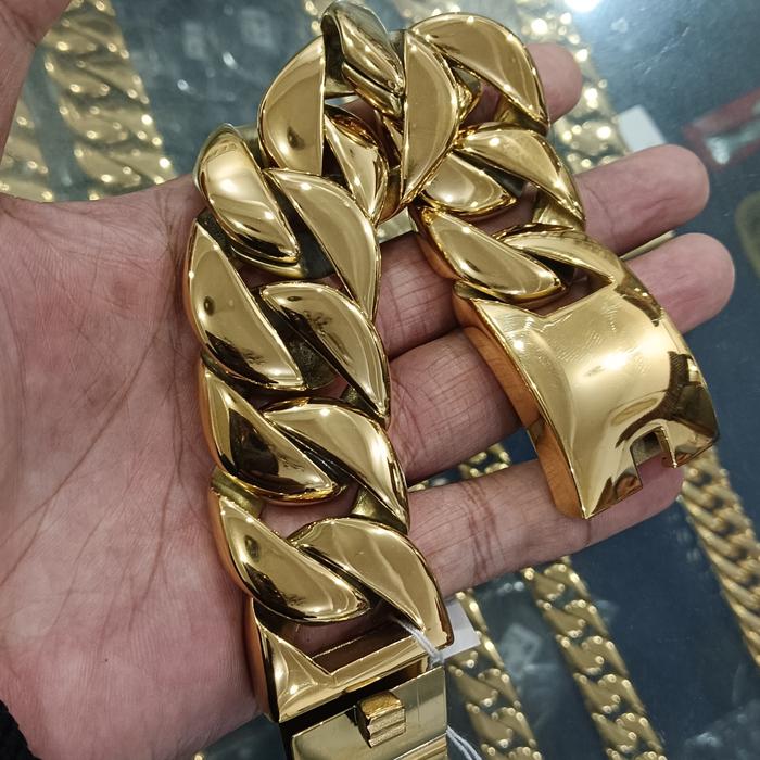 Gelang Rantai Pria Jumbo Gold Titanium Cowok