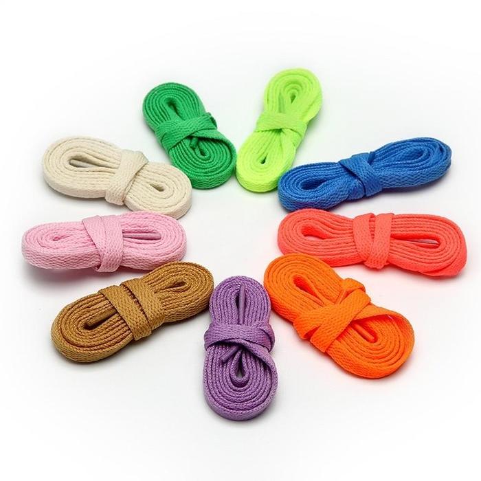Borong Tali Sepatu Gepeng Pipih Polos Warna Warni - Flat Shoelaces - Tali Sepatu Pria Wanita Unisex 