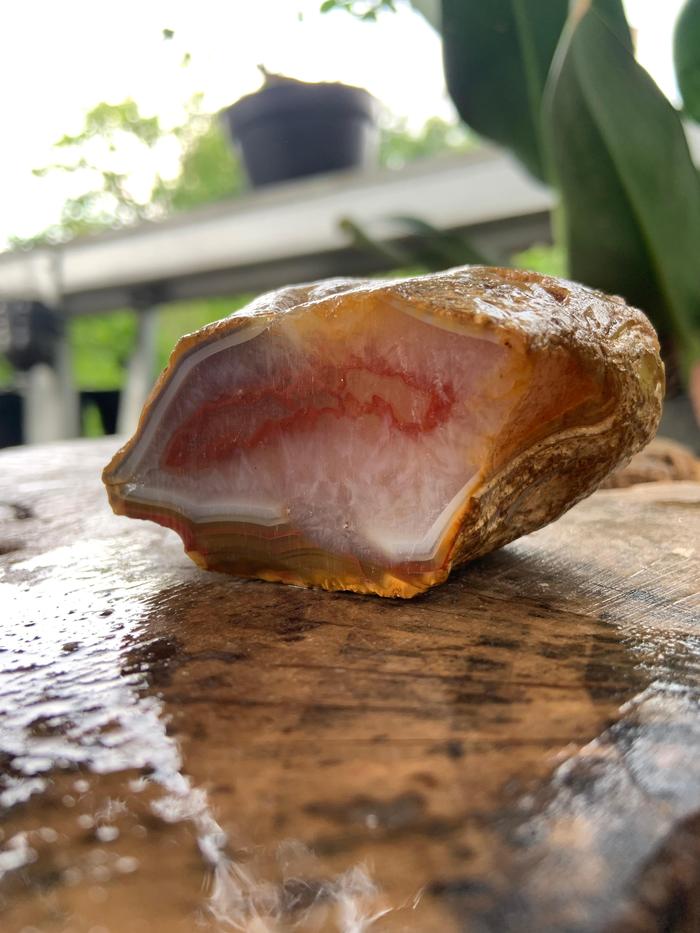 Natural Crystal Chalcedony Red Banded Color Stone Rough Rock Raw Agate Bahan Batu Akik Alam Mulia Ka