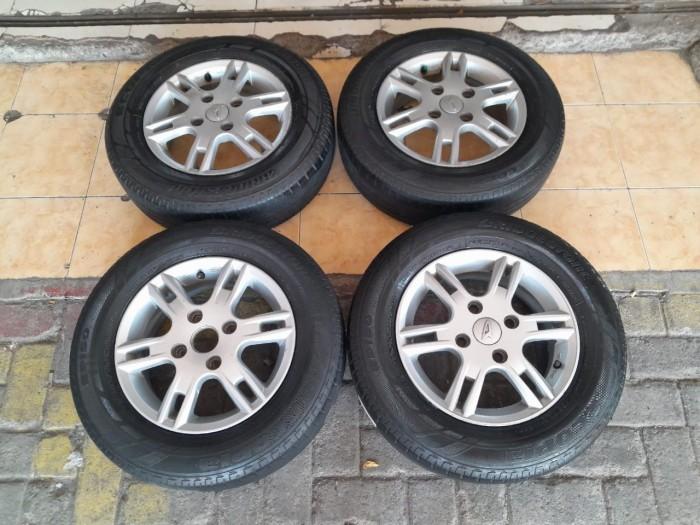 VELEG MOBIL XENIA RING 14 LEBAR 5 PCD 4X114 ET45 + BAN BRIDGESTONE ECOPIA 185 70 R14 AVANZA KIJANG P