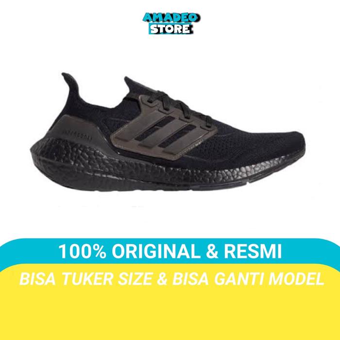 Sepatu Adidas Ultraboost 21 Triple Black Original Bnib / sneakers pria