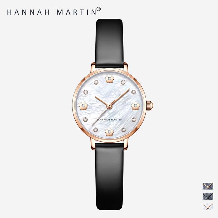GRATIR KOTAK HANNAH MARTIN 1461 Jam Tangan Wanita 100% Original Elegan Dial Tekstur Kerang Kecil Kek