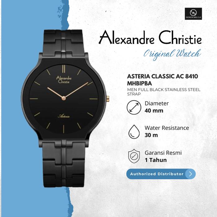 Jam Tangan Pria Alexandre Christie AC 8410 Asteria Ketebalan Tipis Original Strap Stainless Steel - 