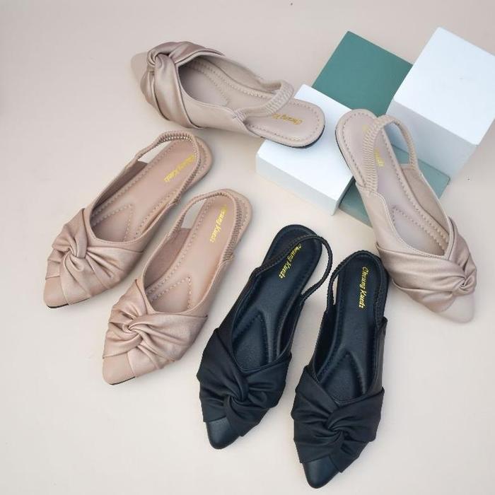 Obral Sepatu Balet Anggrek || Flatshoes Tali Belakang