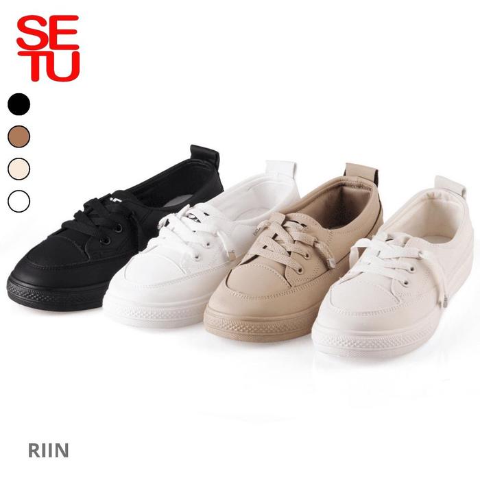 Borong Setu Riin Free Kotak Sepatu Slip On Polos Wanita Simple Import Shoes
