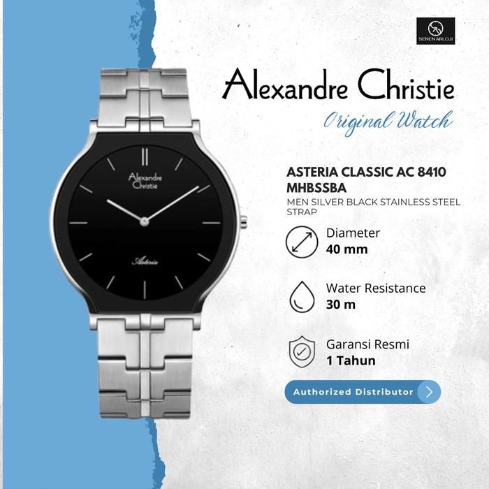 Jam Tangan Pria Alexandre Christie AC 8410 Asteria Ketebalan Tipis Original Strap Stainless Steel - 