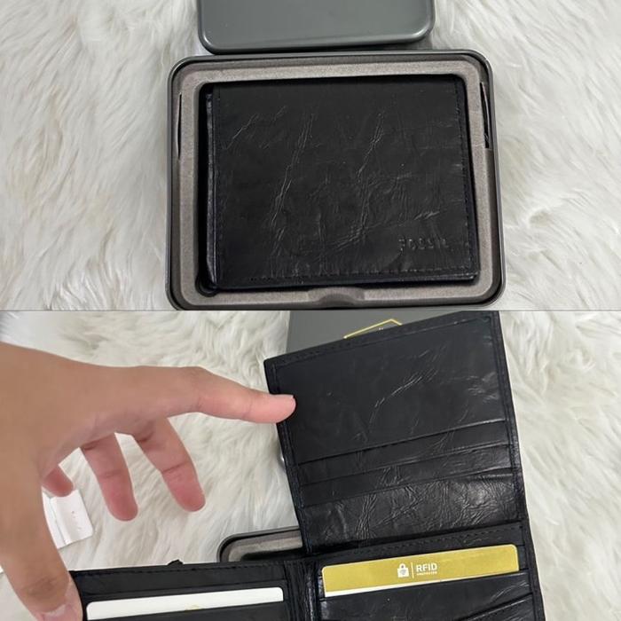 Dompet Pria - Fossil Ingram RFID Black Leather with Tin Box