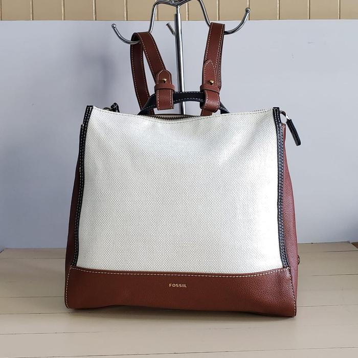 Fossil Elina Small Backpack Canvas Neutral