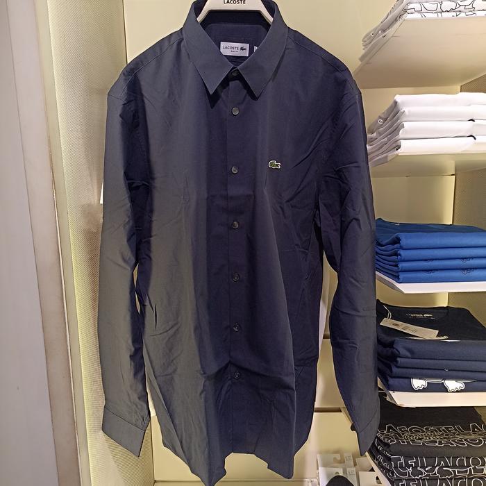 Kemeja Lacoste Slimfit lengan Panjang Hitam