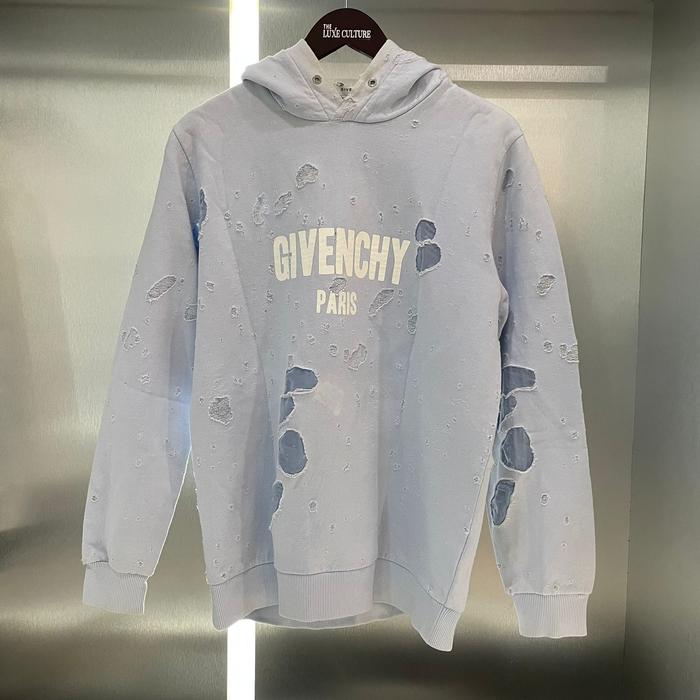 GIVENCHY DESTROYED BLUE HOODIE