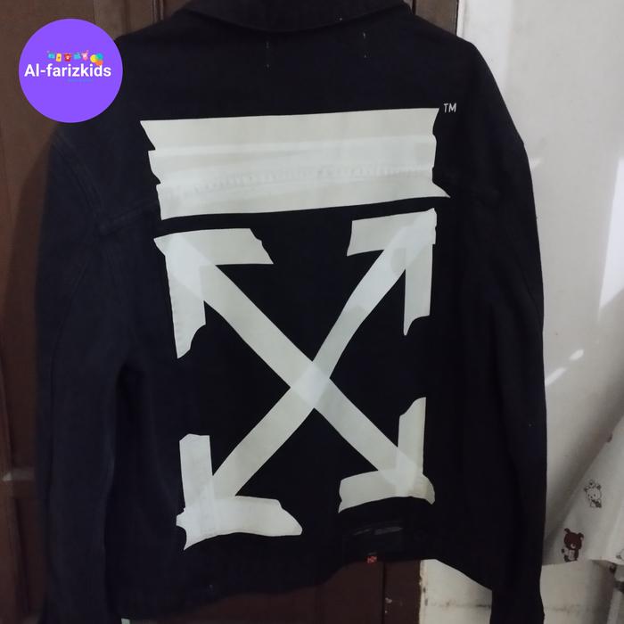 jaket denim off white preloved