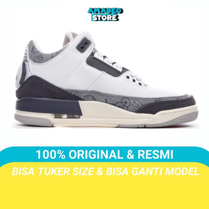Jordan 3 X Kaws White Grey Original BNIB / sneakers pria