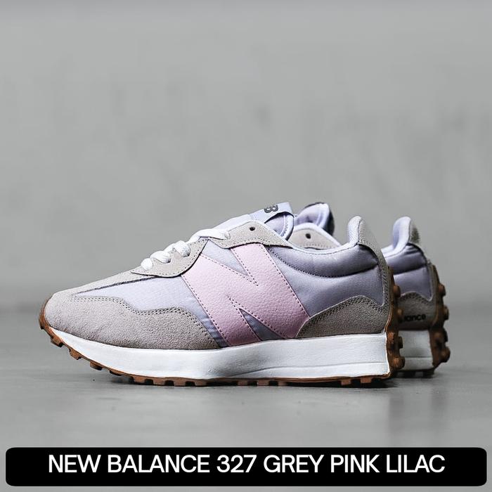 Sepatu Wanita New Balance 327 Original Grey Pink Lilac Sneakers Cewek