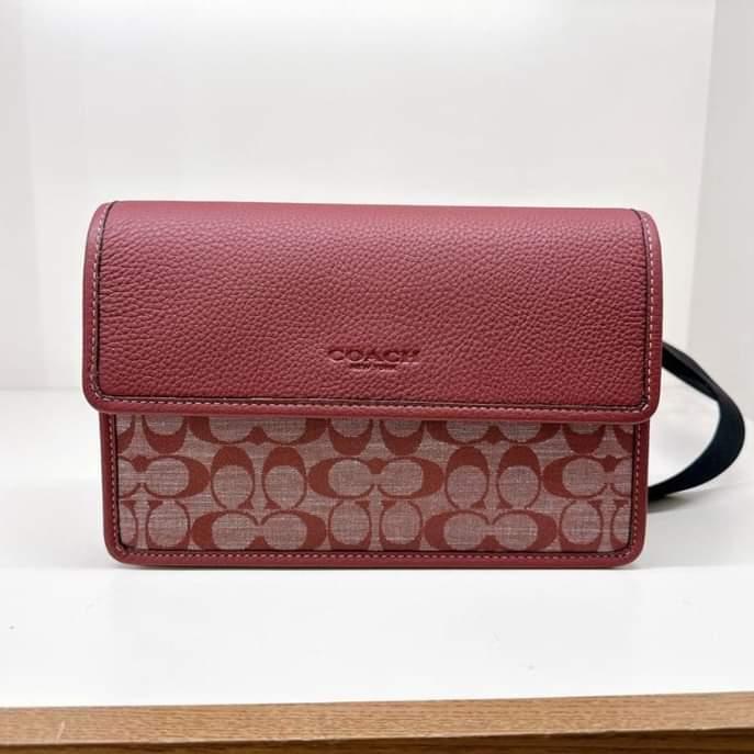 TAS SELEMPANG CH828 FLAP CROSSBODY BAG SIGNATURE CHAMBRAY WINE