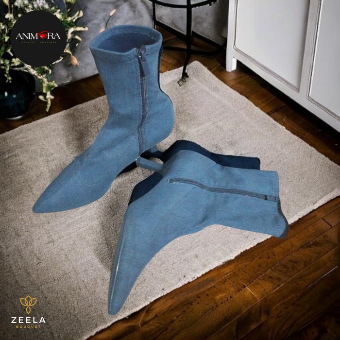 Sepatu Boots Hak Stiletto Stradivarius Heels Boots Denim size 40