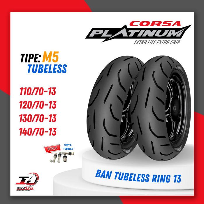 [BAYAR DI TEMPAT] BAN CORSA TUBELESS PLATINUM M5 RING 13 / BAN LUAR M-5 / M 5 (110/70-13 - 120/70-13