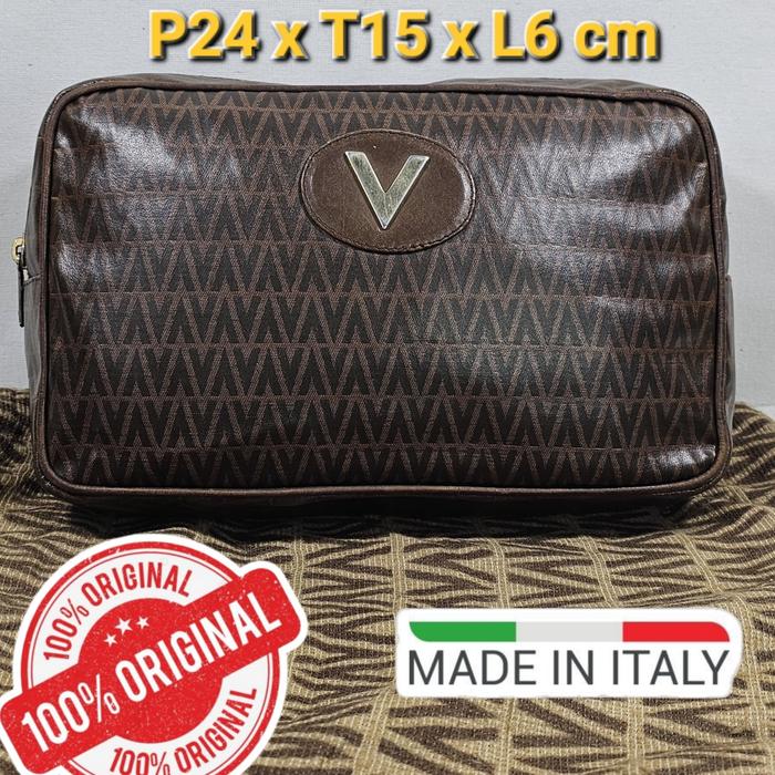 Mario Valentino monogram clutch hand bag original PVC mix Genuine leather tas tangan vintage authent