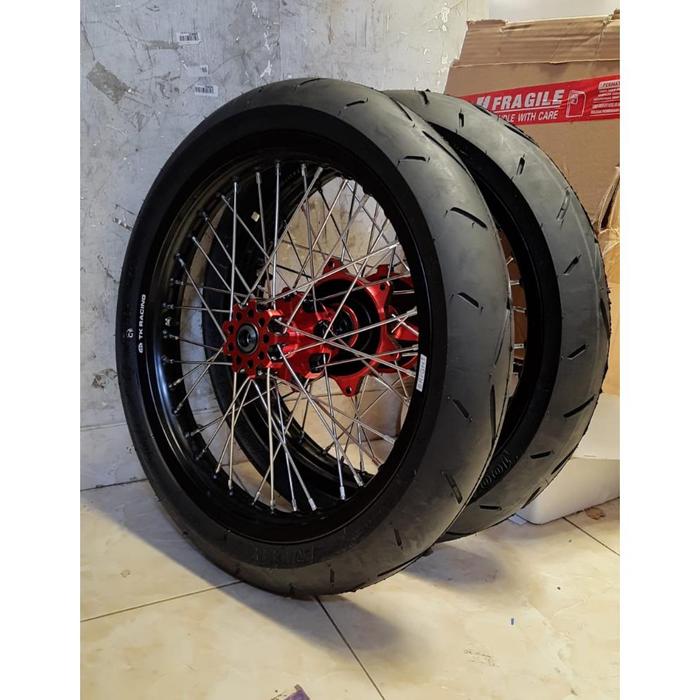 WHEELSET VELGSET VELG SET SUPERMOTO CRF KLX SEMI CACING TINGGAL PASANG