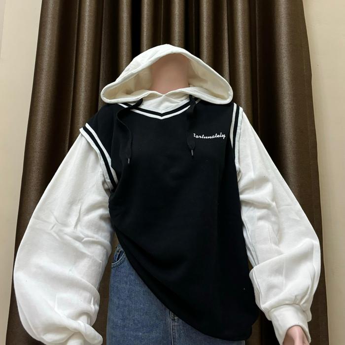 Sweater Hoddie lengan balon/ baju atasan hoddie / thrift korea/ preloved baju import