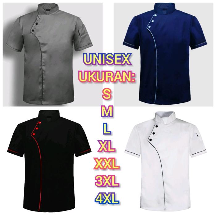 BAJU ATASAN SERAGAM KOKI JURU MASAK DAPUR COWOK CEWEK JUMBO 2XL 3XL 4XL 2L 3L 4L KEMEJA CHEF JACKET 
